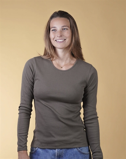 Elsk - Rib Women's LS T-Shirt - Mossy Bark